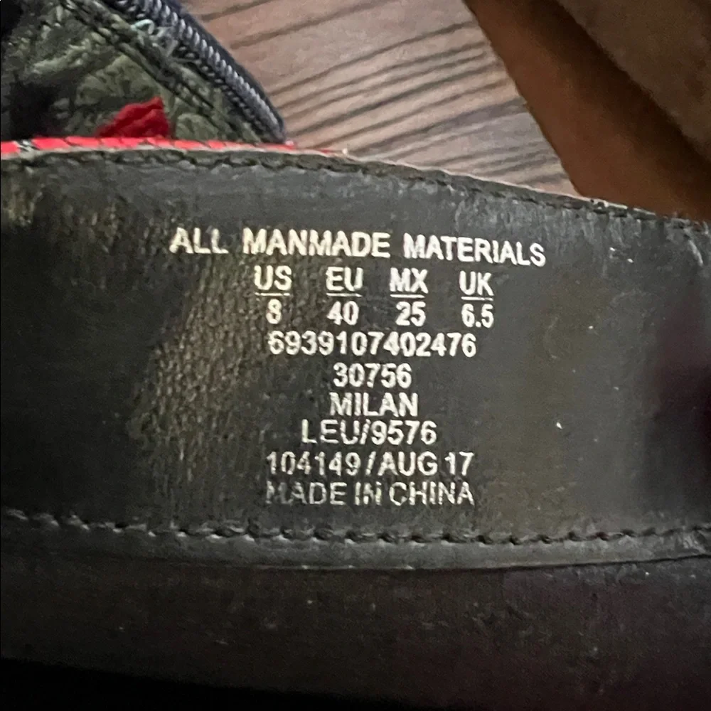 Attention Navy Floral Embroidered Ankle Boots - Picture 8 of 9